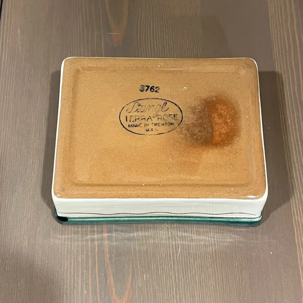 Stangl Terra Rose Pottery Box w/Lid 3762 Water Lilly Flowers USA Folk Art MCM